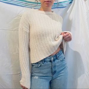 Cream knitted crew neck